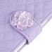 Sheepskin Camellia Rhinestone Magnetic Snap PU Leather Folio Stand Case With Card Slots For iPhone 6 4.7 inch - Light Purple