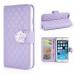 Sheepskin Camellia Rhinestone Magnetic Snap PU Leather Folio Stand Case With Card Slots For iPhone 6 4.7 inch - Light Purple