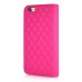 Sheepskin Camellia Rhinestone Magnetic Snap PU Leather Folio Stand Case With Card Slots For iPhone 6 4.7 inch - Magenta