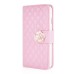 Sheepskin Camellia Rhinestone Magnetic Snap PU Leather Folio Stand Case With Card Slots For iPhone 6 4.7 inch - Pink