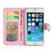 Sheepskin Camellia Rhinestone Magnetic Snap PU Leather Folio Stand Case With Card Slots For iPhone 6 4.7 inch - Pink