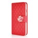 Sheepskin Camellia Rhinestone Magnetic Snap PU Leather Folio Stand Case With Card Slots For iPhone 6 4.7 inch - Red