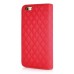 Sheepskin Camellia Rhinestone Magnetic Snap PU Leather Folio Stand Case With Card Slots For iPhone 6 4.7 inch - Red