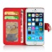 Sheepskin Camellia Rhinestone Magnetic Snap PU Leather Folio Stand Case With Card Slots For iPhone 6 4.7 inch - Red