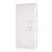 Sheepskin Camellia Rhinestone Magnetic Snap PU Leather Folio Stand Case With Card Slots For iPhone 6 4.7 inch - White