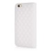 Sheepskin Camellia Rhinestone Magnetic Snap PU Leather Folio Stand Case With Card Slots For iPhone 6 4.7 inch - White
