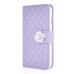 Sheepskin Camellia Rhinestone Magnetic Snap PU Leather Folio Stand Case With Card Slots For iPhone 6 Plus - Light Purple