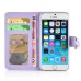 Sheepskin Camellia Rhinestone Magnetic Snap PU Leather Folio Stand Case With Card Slots For iPhone 6 Plus - Light Purple