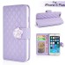 Sheepskin Camellia Rhinestone Magnetic Snap PU Leather Folio Stand Case With Card Slots For iPhone 6 Plus - Light Purple