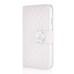 Sheepskin Camellia Rhinestone Magnetic Snap PU Leather Folio Stand Case With Card Slots For iPhone 6 Plus - White