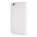 Sheepskin Camellia Rhinestone Magnetic Snap PU Leather Folio Stand Case With Card Slots For iPhone 6 Plus - White