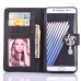 Sheepskin Camellia Rhinestone Pendant Magnetic Snap PU Leather Case With Card Slots for Samsung Galaxy Note 7 - Black