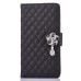 Sheepskin Camellia Rhinestone Pendant Magnetic Snap PU Leather Case With Card Slots for Samsung Galaxy Note 7 - Black