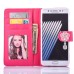 Sheepskin Camellia Rhinestone Pendant Magnetic Snap PU Leather Case With Card Slots for Samsung Galaxy Note 7 - Magenta