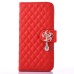 Sheepskin Camellia Rhinestone Pendant Magnetic Snap PU Leather Case With Card Slots for Samsung Galaxy Note 7 - Red