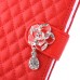 Sheepskin Camellia Rhinestone Pendant Magnetic Snap PU Leather Case With Card Slots for Samsung Galaxy Note 7 - Red