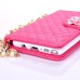 Sheepskin Camellia Rhinestone Pendant  Pearl Chain Magnetic Snap PU Leather Case for Samsung Galaxy Note 7 - Magenta