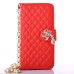 Sheepskin Camellia Rhinestone Pendant  Pearl Chain Magnetic Snap PU Leather Case for Samsung Galaxy Note 7 - Red