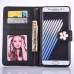 Sheepskin Elegant Flower Magnetic Snap PU Leather Folio Case With Card Slots For Samsung Galaxy Note 7 - Black