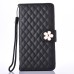 Sheepskin Elegant Flower Magnetic Snap PU Leather Folio Case With Card Slots For Samsung Galaxy Note 7 - Black