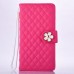 Sheepskin Elegant Flower Magnetic Snap PU Leather Folio Case With Card Slots For Samsung Galaxy Note 7 - Magenta