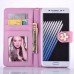 Sheepskin Elegant Flower Magnetic Snap PU Leather Folio Case With Card Slots For Samsung Galaxy Note 7 - Pink