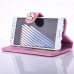 Sheepskin Elegant Flower Magnetic Snap PU Leather Folio Case With Card Slots For Samsung Galaxy Note 7 - Pink