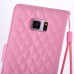 Sheepskin Elegant Flower Magnetic Snap PU Leather Folio Case With Card Slots For Samsung Galaxy Note 7 - Pink