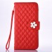 Sheepskin Elegant Flower Magnetic Snap PU Leather Folio Case With Card Slots For Samsung Galaxy Note 7 - Red