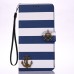 Sheepskin Stripe Anchor Magnetic Snap PU Leather Case for Samsung Galaxy Note 7 - Blue