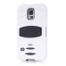 Shock Proof Silicone And PC Stand Back Case With Touch Through Screen Protector For Samsung Galaxy S5 G900 - White