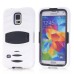 Shock Proof Silicone And PC Stand Back Case With Touch Through Screen Protector For Samsung Galaxy S5 G900 - White