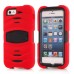 Shock Proof Silicone And PC Stand Back Case With Touch Through Screen Protector For iPhone 5 iPhone 5s - Red