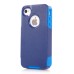 Shockproof Hybrid Plastic and TPU Protective Back Case For iPhone 4 iPhone 4s- Dark And Light Blue