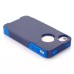 Shockproof Hybrid Plastic and TPU Protective Back Case For iPhone 4 iPhone 4s- Dark And Light Blue