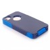 Shockproof Hybrid Plastic and TPU Protective Back Case For iPhone 4 iPhone 4s- Dark And Light Blue