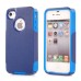 Shockproof Hybrid Plastic and TPU Protective Back Case For iPhone 4 iPhone 4s- Dark And Light Blue