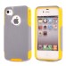 Shockproof Hybrid Plastic and TPU Protective Back Case For iPhone 4 iPhone 4s- Grey And Yellow