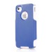 Shockproof Hybrid Plastic and TPU Protective Back Case For iPhone 4 iPhone 4s- White And Blue