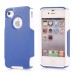 Shockproof Hybrid Plastic and TPU Protective Back Case For iPhone 4 iPhone 4s- White And Blue