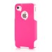 Shockproof Hybrid Plastic and TPU Protective Back Case For iPhone 4 iPhone 4s- White And Magenta