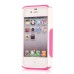 Shockproof Hybrid Plastic and TPU Protective Back Case For iPhone 4 iPhone 4s- White And Magenta