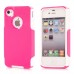 Shockproof Hybrid Plastic and TPU Protective Back Case For iPhone 4 iPhone 4s- White And Magenta