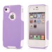 Shockproof Hybrid Plastic and TPU Protective Back Case For iPhone 4 iPhone 4s- White And Purple