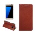 Simple Flip Wallet Genuine Leather Case for Samsung Galaxy S7 Edge G935 - Brown