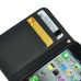 Sleek Leather Magnetic Wallet Flip Case With Card Slots And String For iPhone 4 / 4S - Black