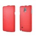 Sleek Mat lines style Leather Vertical Flip Case for Samsung Galaxy Note 4 - Red