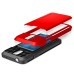 Slim Armor TPU and PC Case with Card Slot for Samsung Galaxy S5 G900 - Red