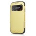 Slim Armor View Window Dormancy Function TPU and PC Case for Samsung Galaxy S4 - Light Gold