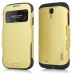 Slim Armor View Window Dormancy Function TPU and PC Case for Samsung Galaxy S4 - Light Gold